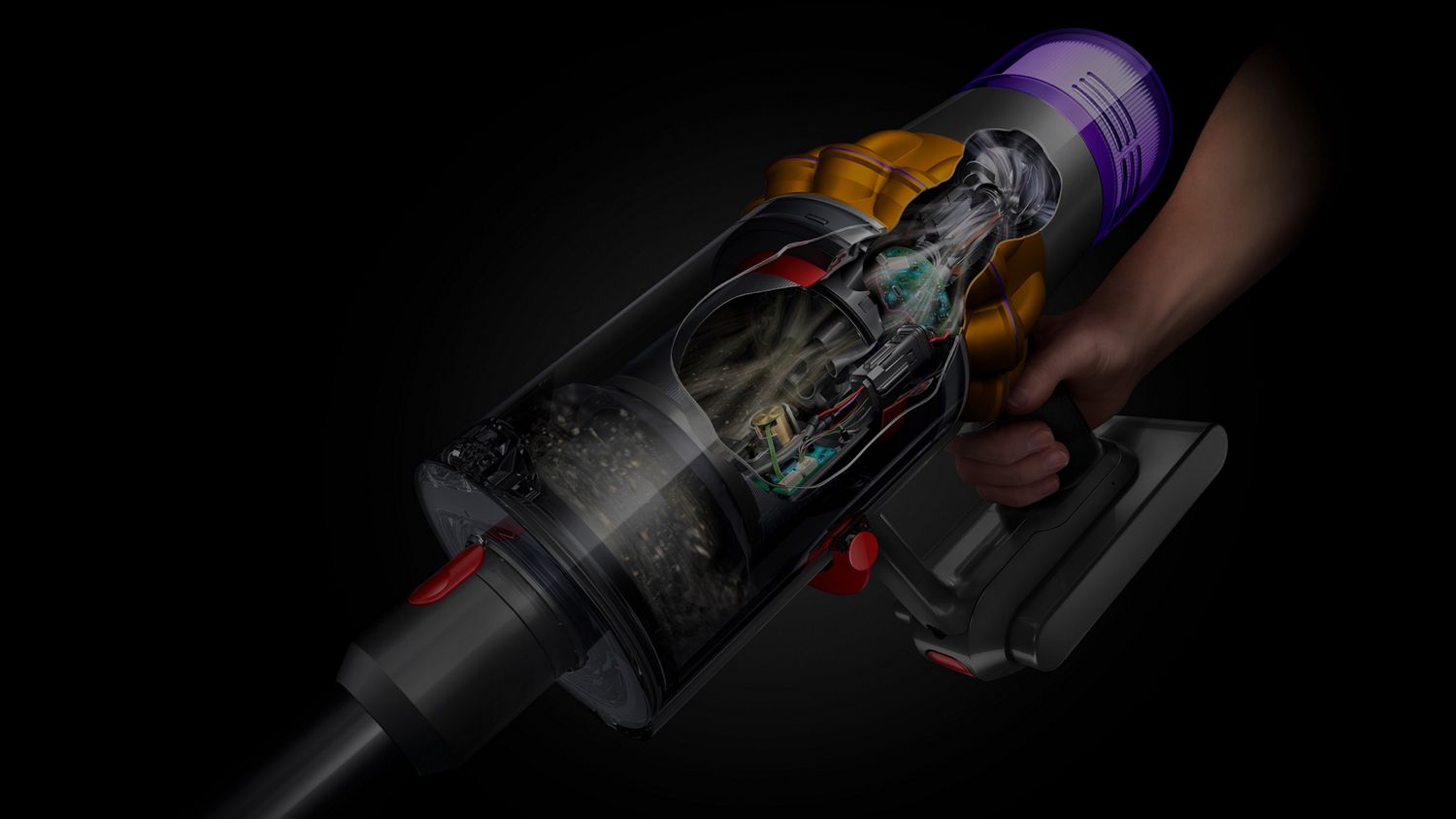 Dyson V15 Detect Absolute (Nickel) — technology cutaway