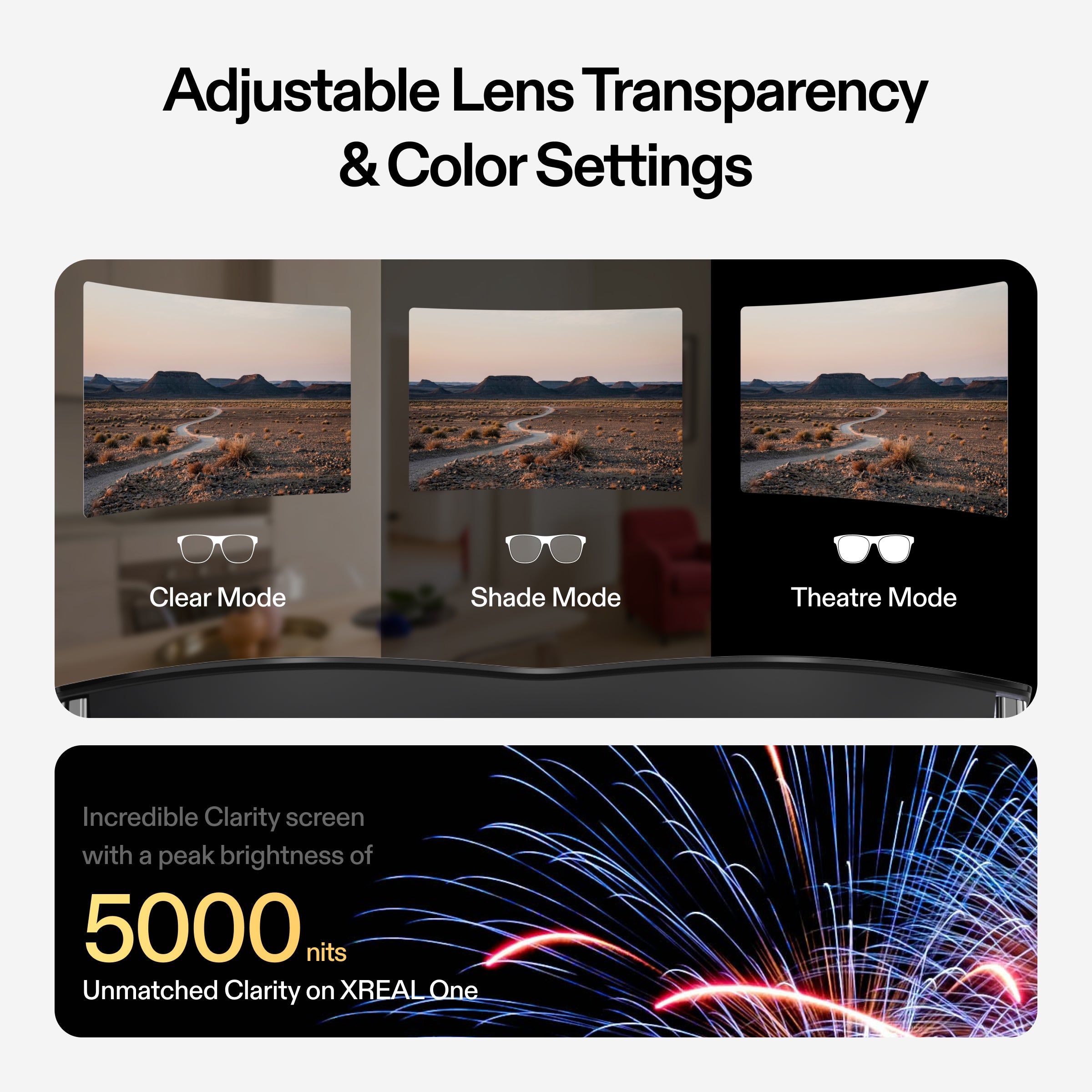 XREAL One AR Glasses — adjustable lens-transparency modes