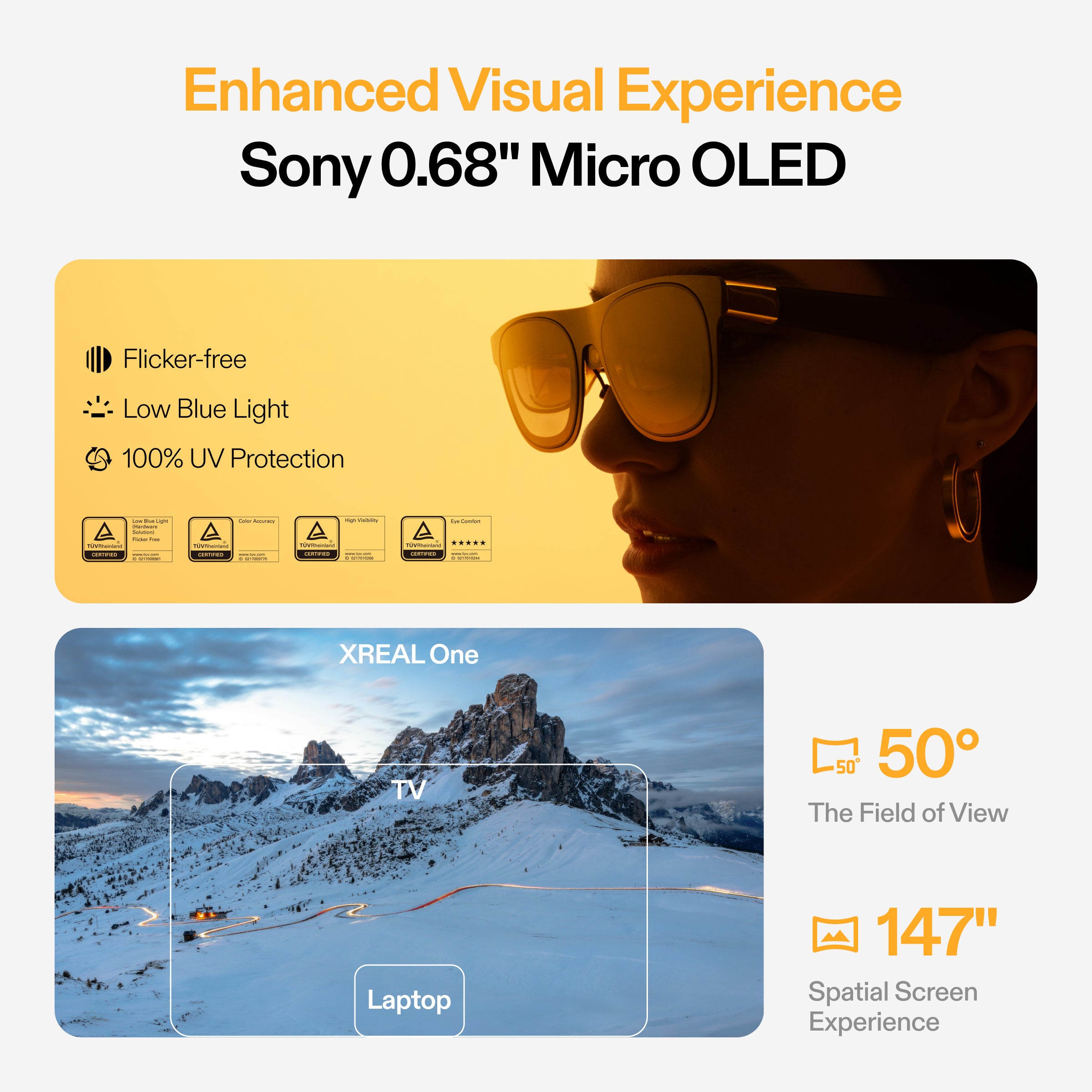 XREAL One AR Glasses — Micro-OLED display illustration