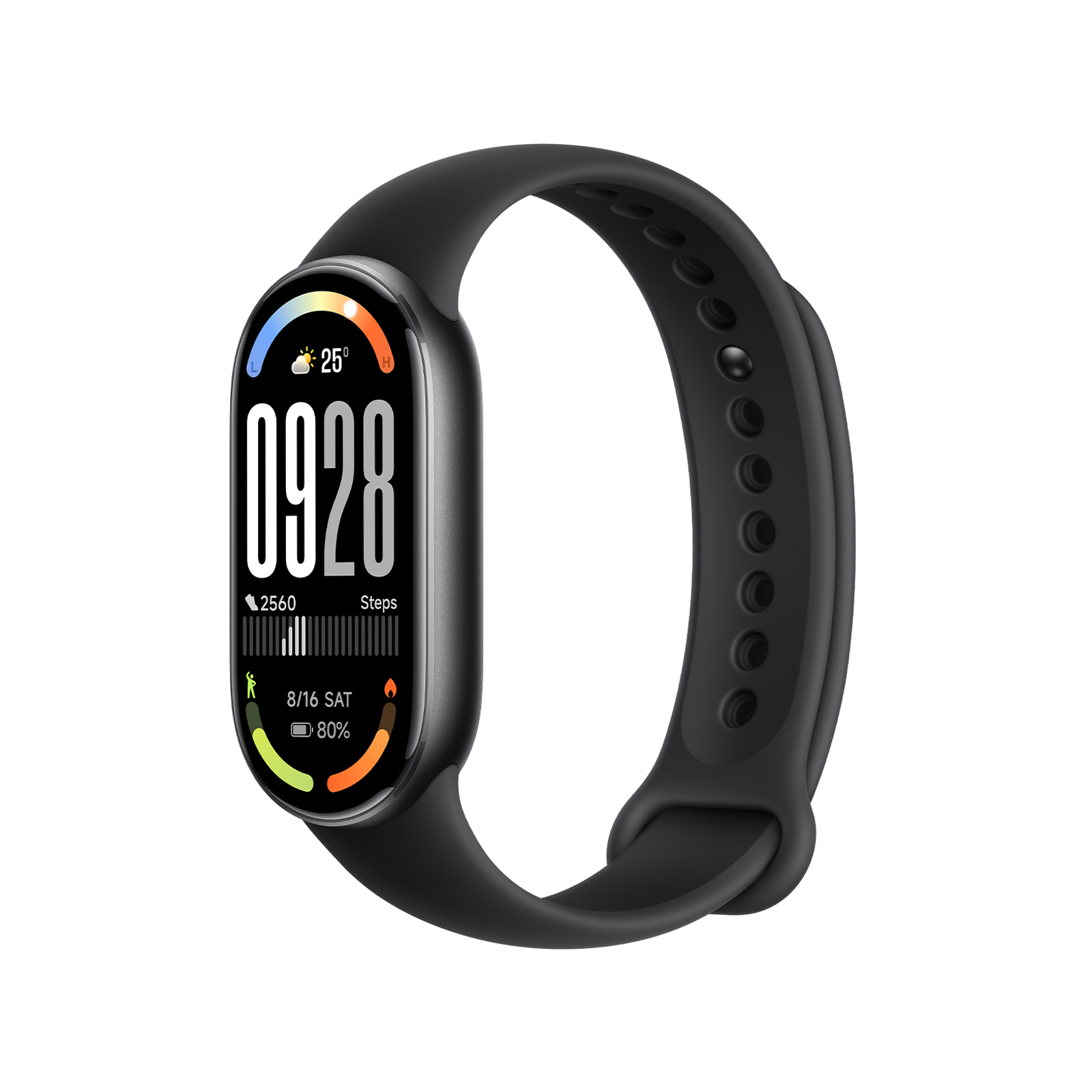 Xiaomi Smart Band 10 (Midnight Black, EU) — Angled view from the opposite side