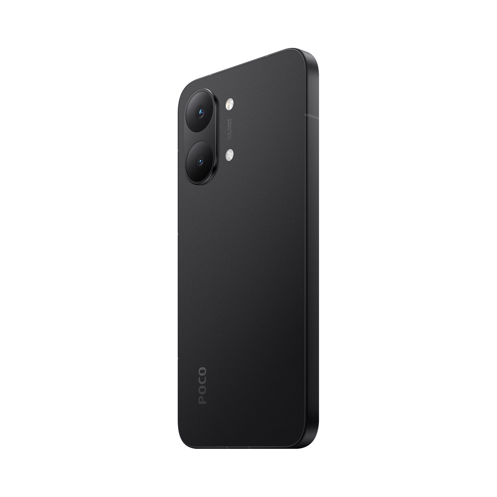 POCO X8 Pro Max Black — Rear three-quarter view from left