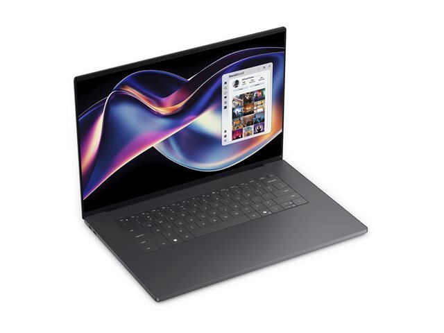 Dell XPS 16 DA16260 Magnetite open right three-quarter view