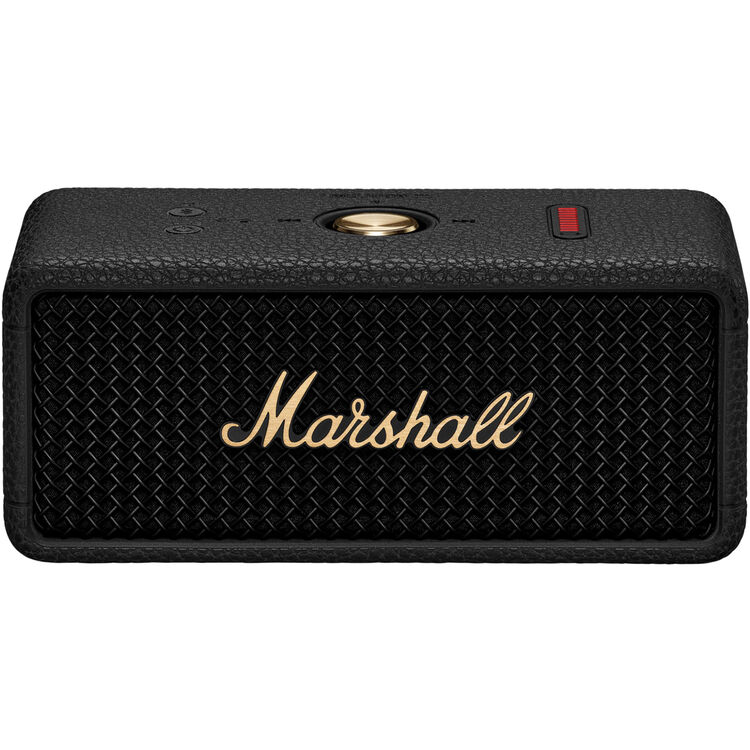 Marshall Emberton III Black and Brass целиком, белый фон