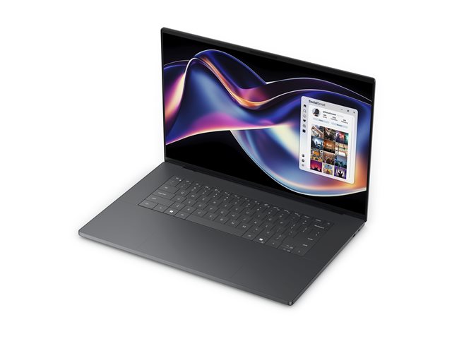 Dell XPS 16 DA16260 Magnetite open left three-quarter view