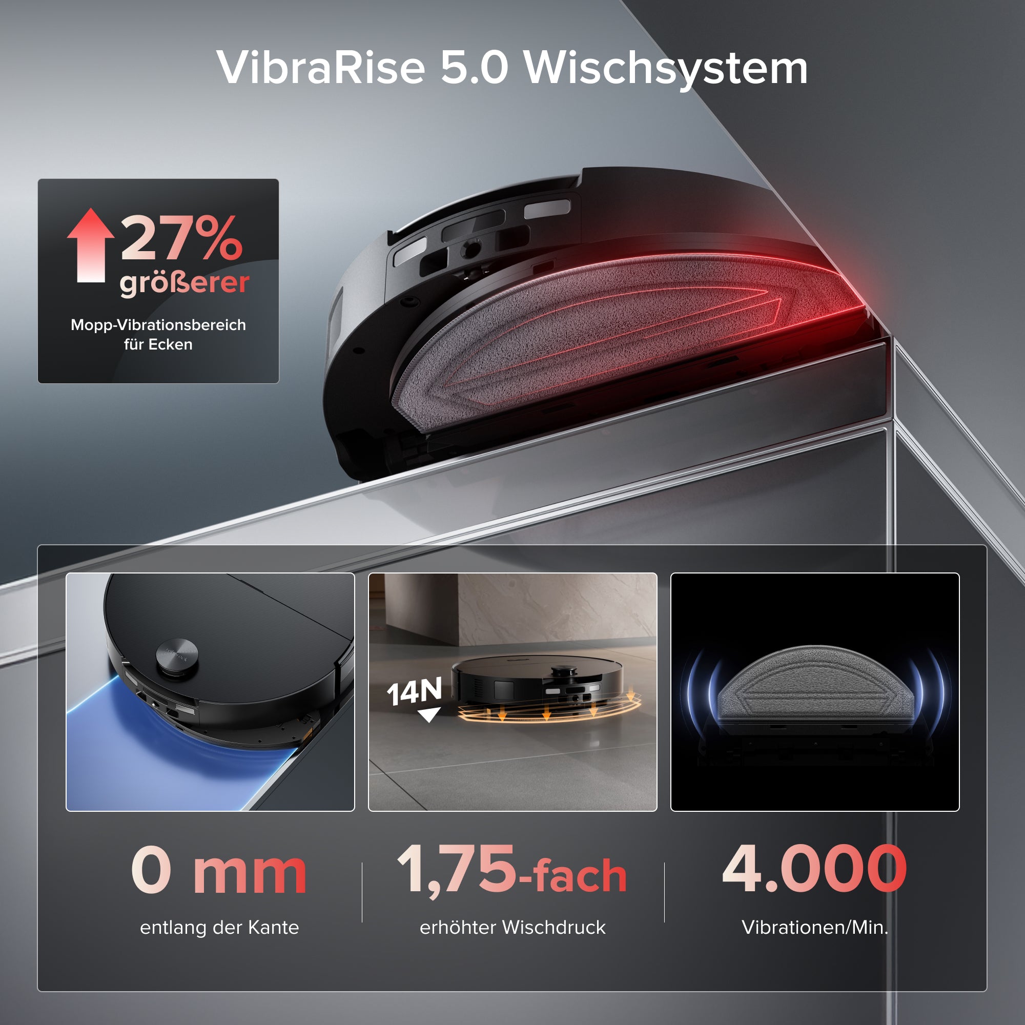 Roborock Saros 20 Sonic Complete Robot Vacuum and Mop (Black) — VibraRise 5.0 mopping illustration