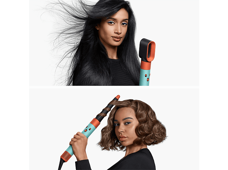 Dyson Airwrap i.d. Ceramic Patina/Topaz used for smoothing and curling straight-to-wavy hair