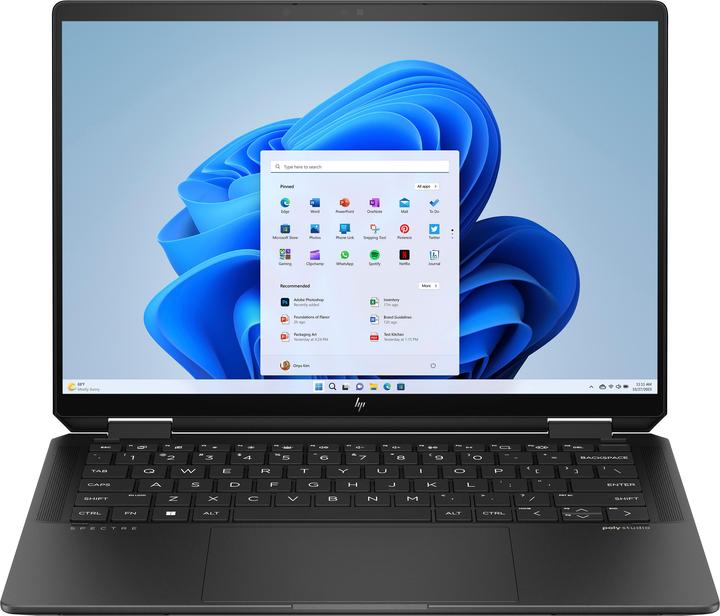 HP Spectre x360 14-eu0576ng Nightfall Black, rear three-quarter view