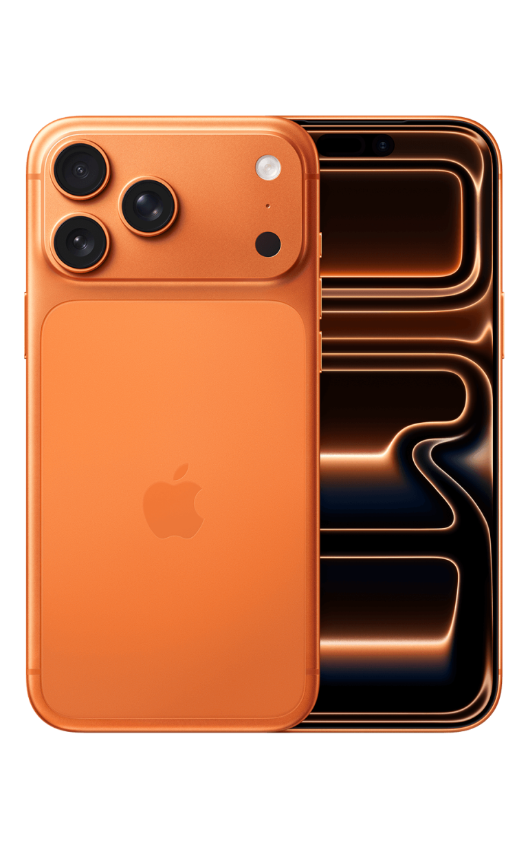 Apple iPhone 17 Pro Max Cosmic Orange — полный вид спереди и сзади