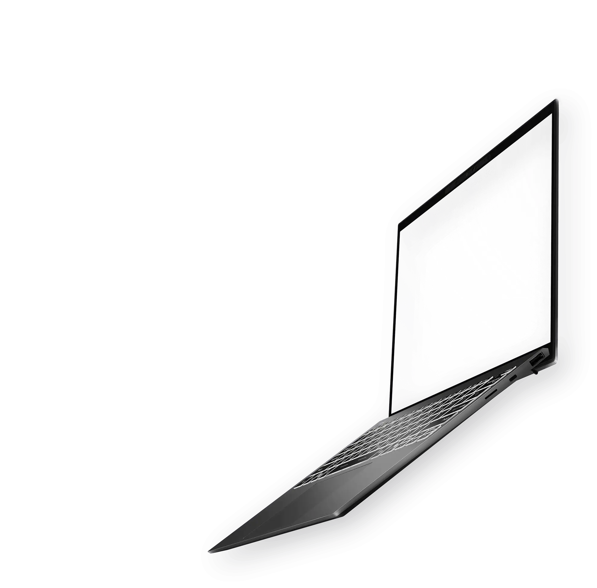 MSI Prestige 13 AI+ A3MG-020 Platinum Grey, open laptop seen from the left