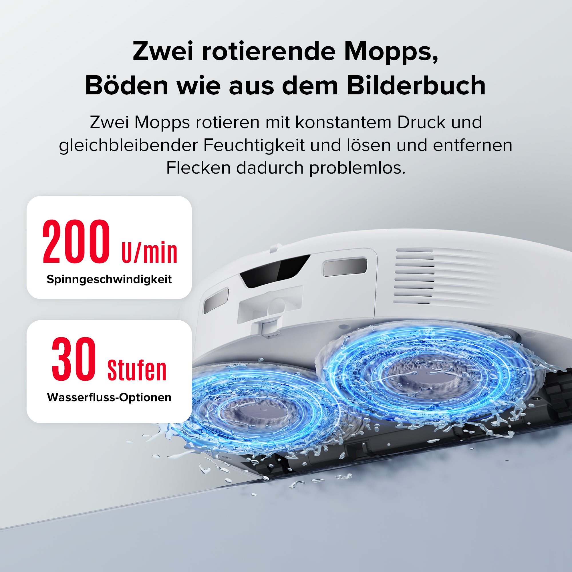Roborock Qrevo Curv Robot Vacuum and Mop (White) — Rotating mop-pad illustration