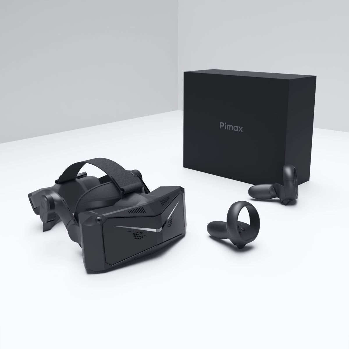 Pimax Crystal Light PC VR Headset (with Controllers) — headset controllers and retail box