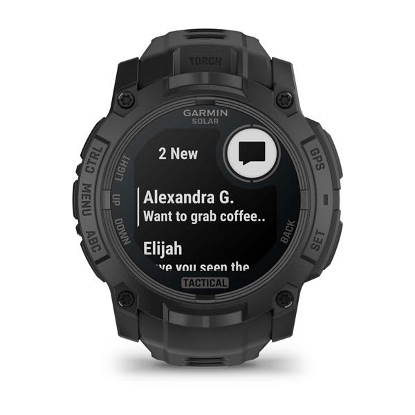 Garmin Instinct 3 Solar Tactical Edition 50mm (Black) — Front feature screen