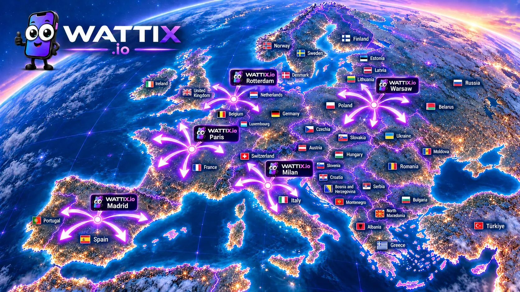 WATTIX delivery network across Europe
