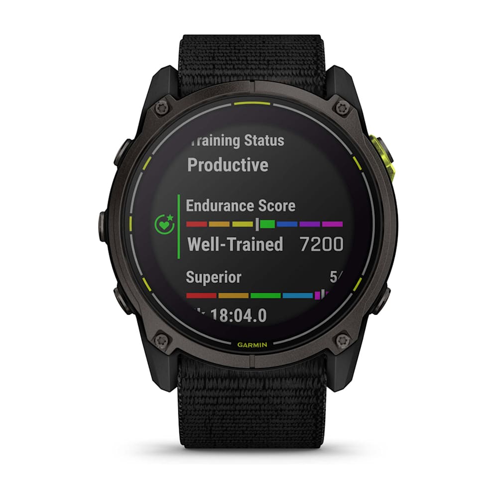 Garmin Enduro 3 51mm black carbon grey — Front endurance-score screen