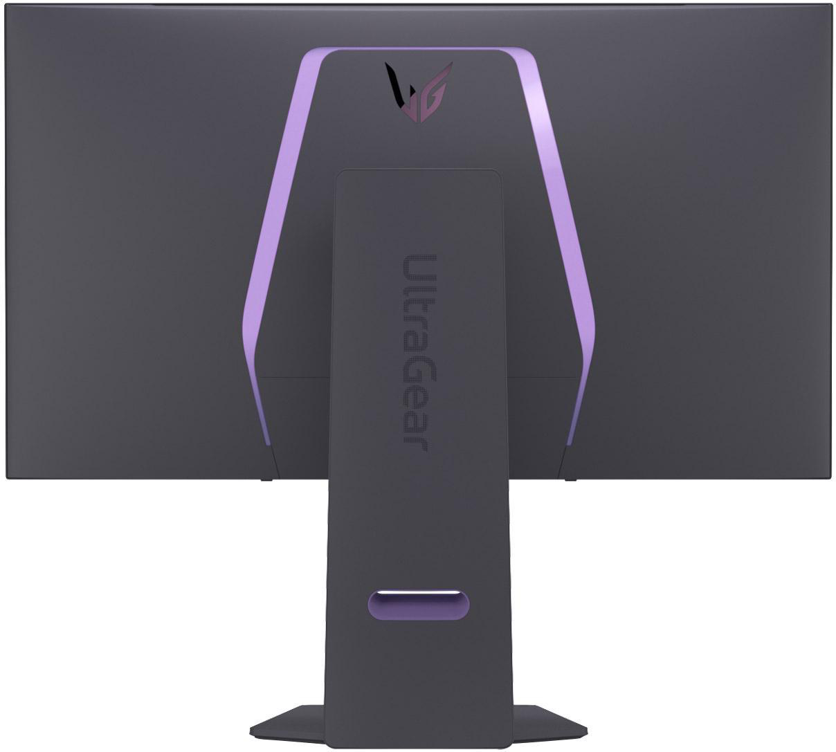 LG UltraGear OLED 32GS95UE-B monitor rear view with stand