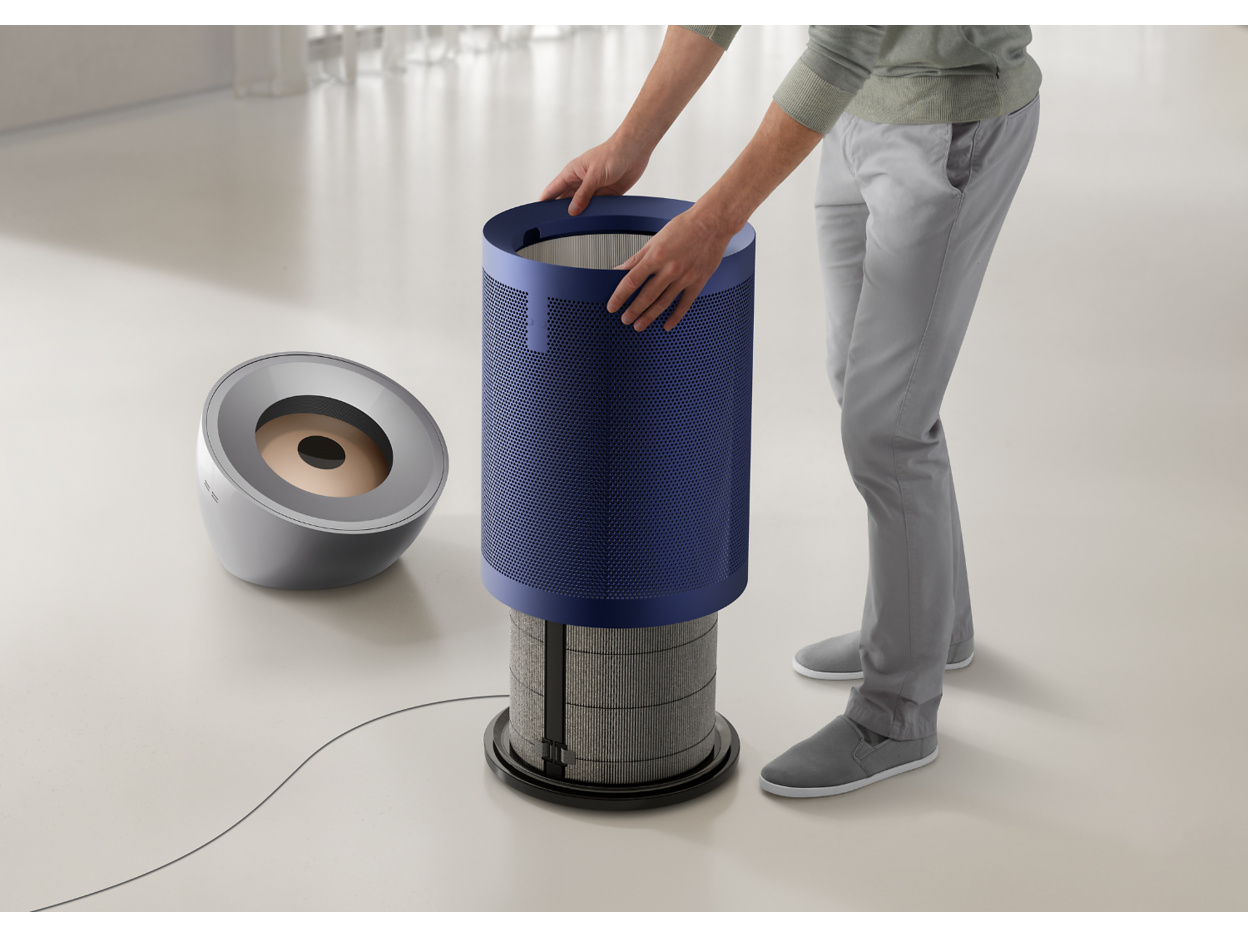 Dyson Purifier Big+Quiet Formaldehyde BP03 in Nickel and Dark Blue — filter replacement view