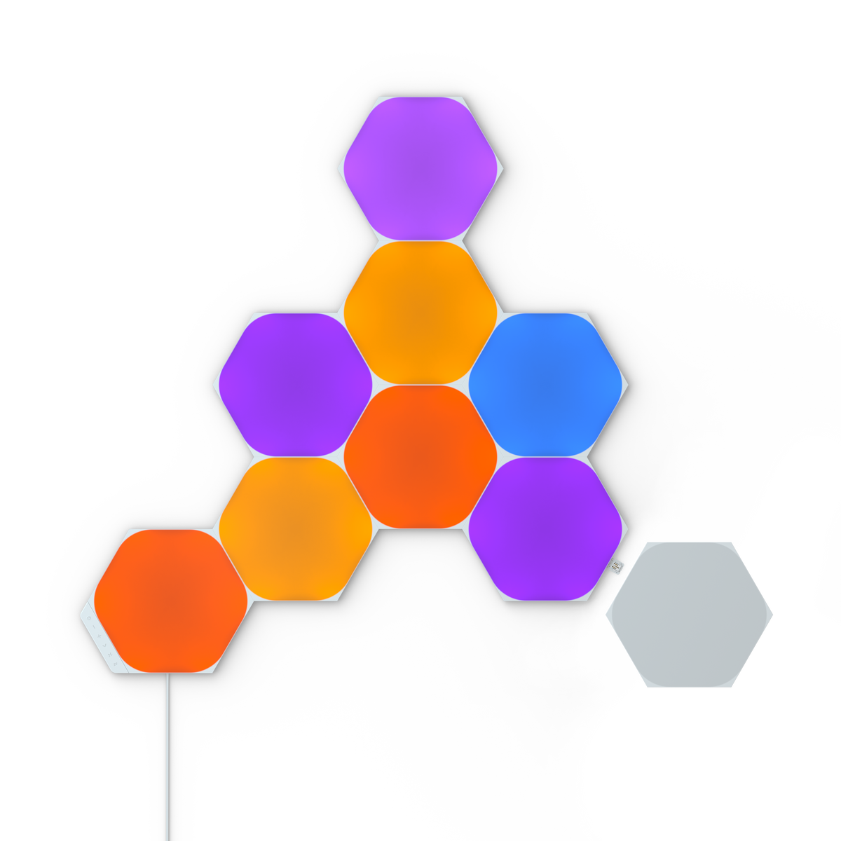 Nanoleaf Shapes White Hexagons nine-panel illuminated arrangement