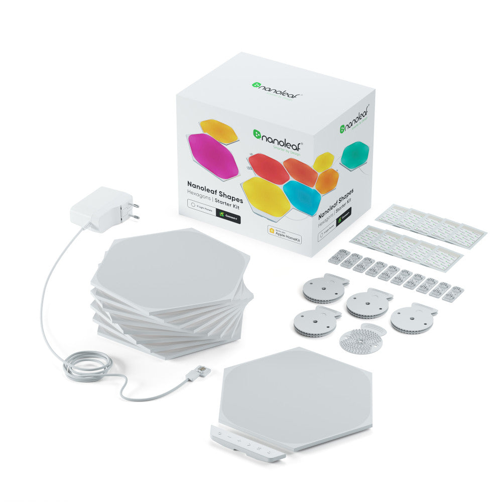 Nanoleaf Shapes White Hexagons nine-panel EU starter kit with two-pin power adapter