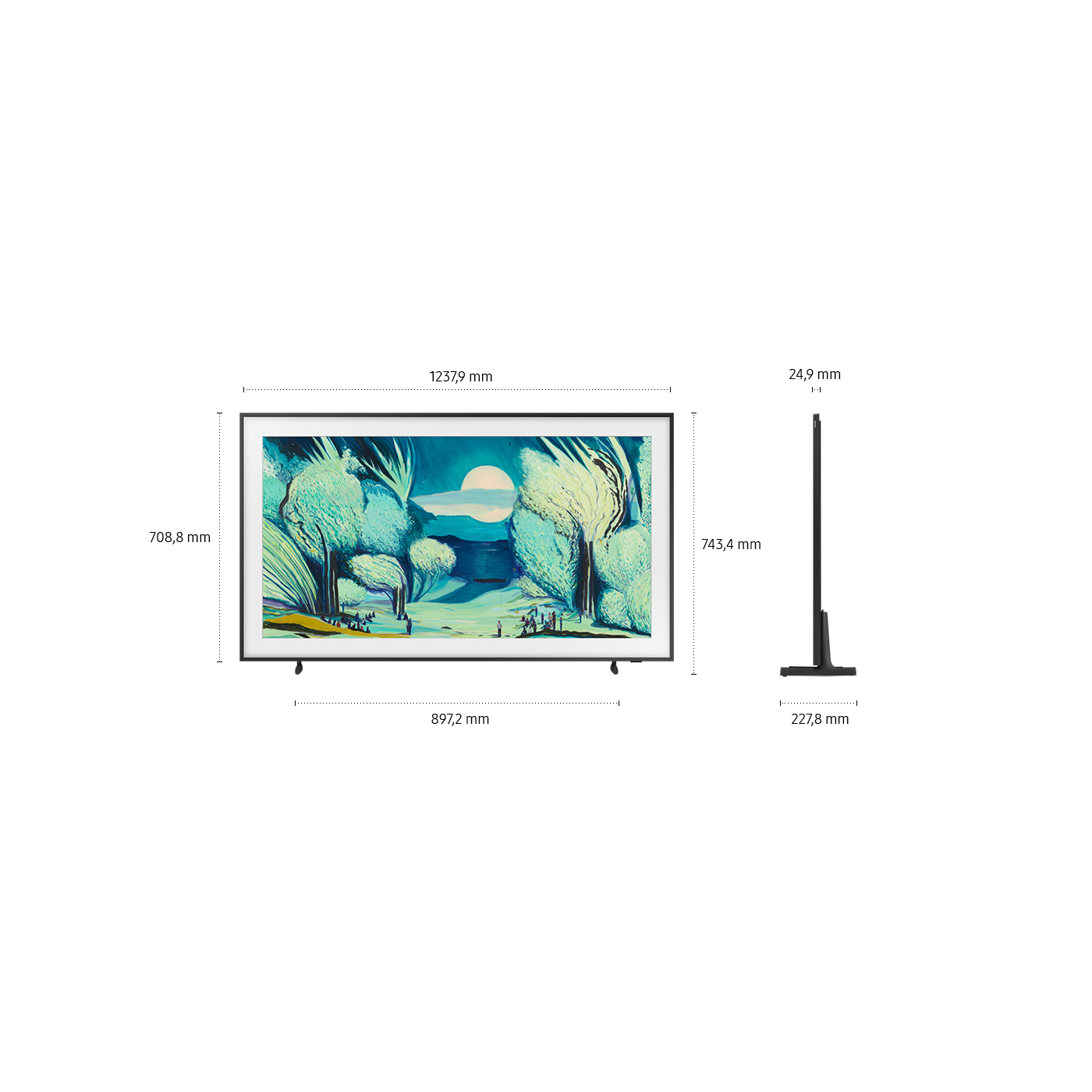 Samsung The Frame 55-inch 4K TV (2025, GQ55LS03FAUXZG) — 55-inch dimensions