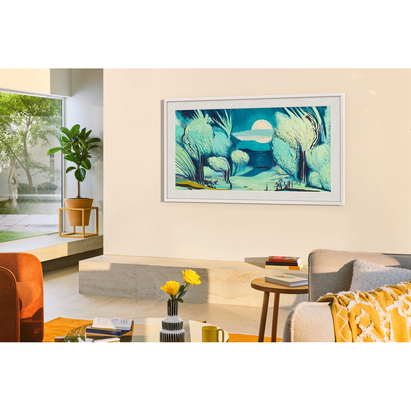 Samsung The Frame 55-inch 4K TV (2025, GQ55LS03FAUXZG) — living-room illustration