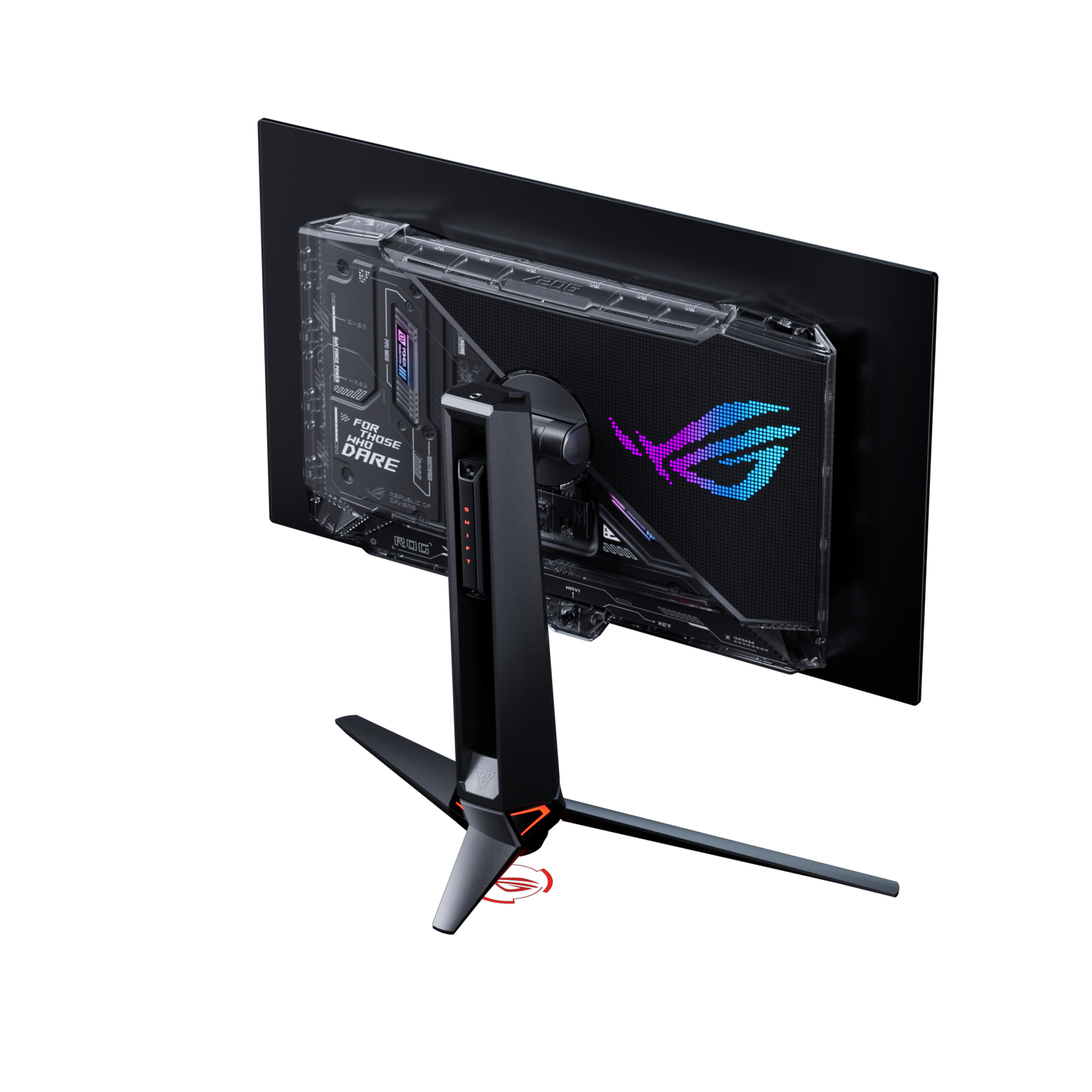 ASUS ROG Swift OLED PG27UCWM Gaming Monitor — rear three-quarter view
