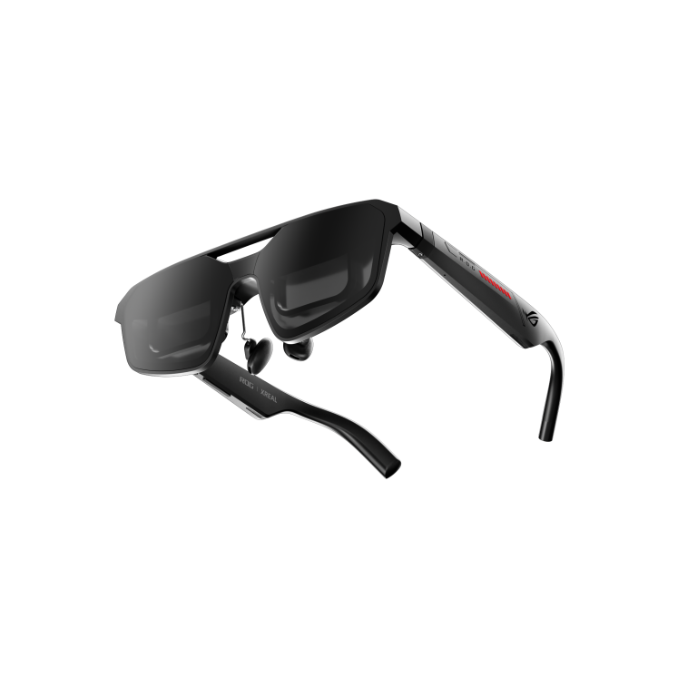 ASUS ROG XREAL R1 Gaming AR Glasses (Narrow, with Control Dock) — glasses front three-quarter view