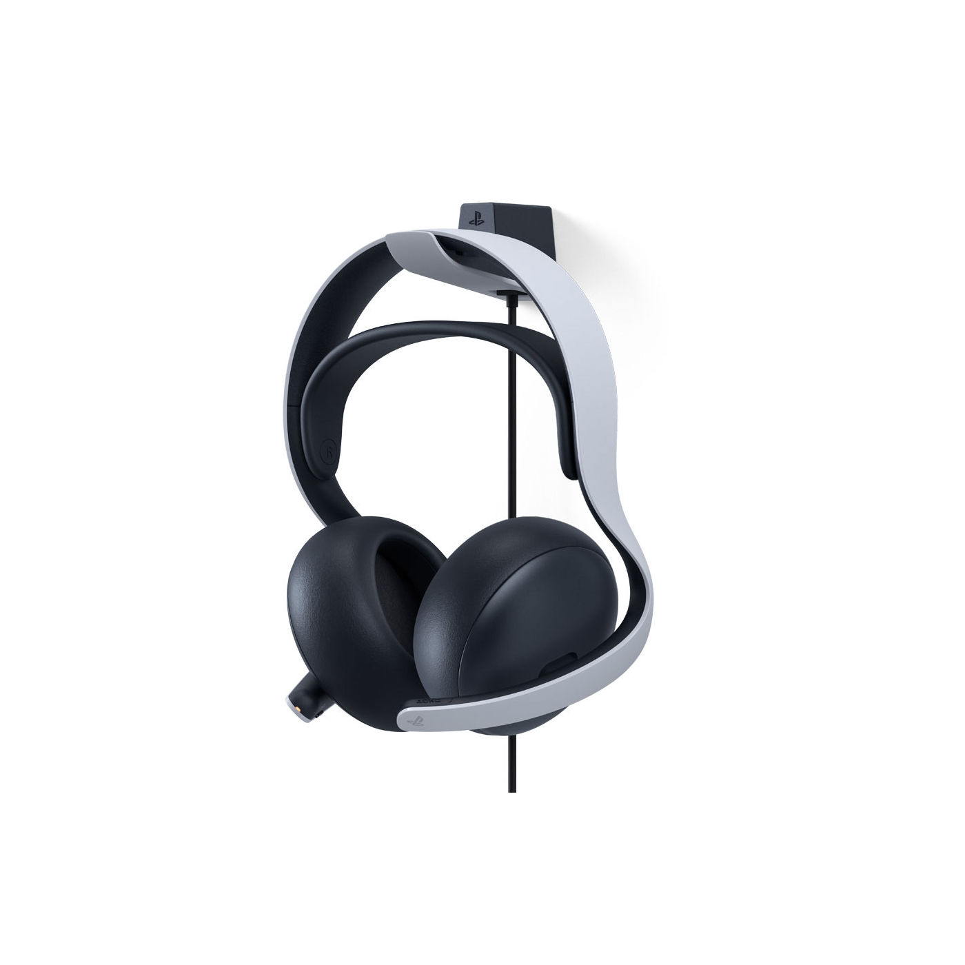 Sony PULSE Elite Wireless Headset (White) — Headset on charging hanger