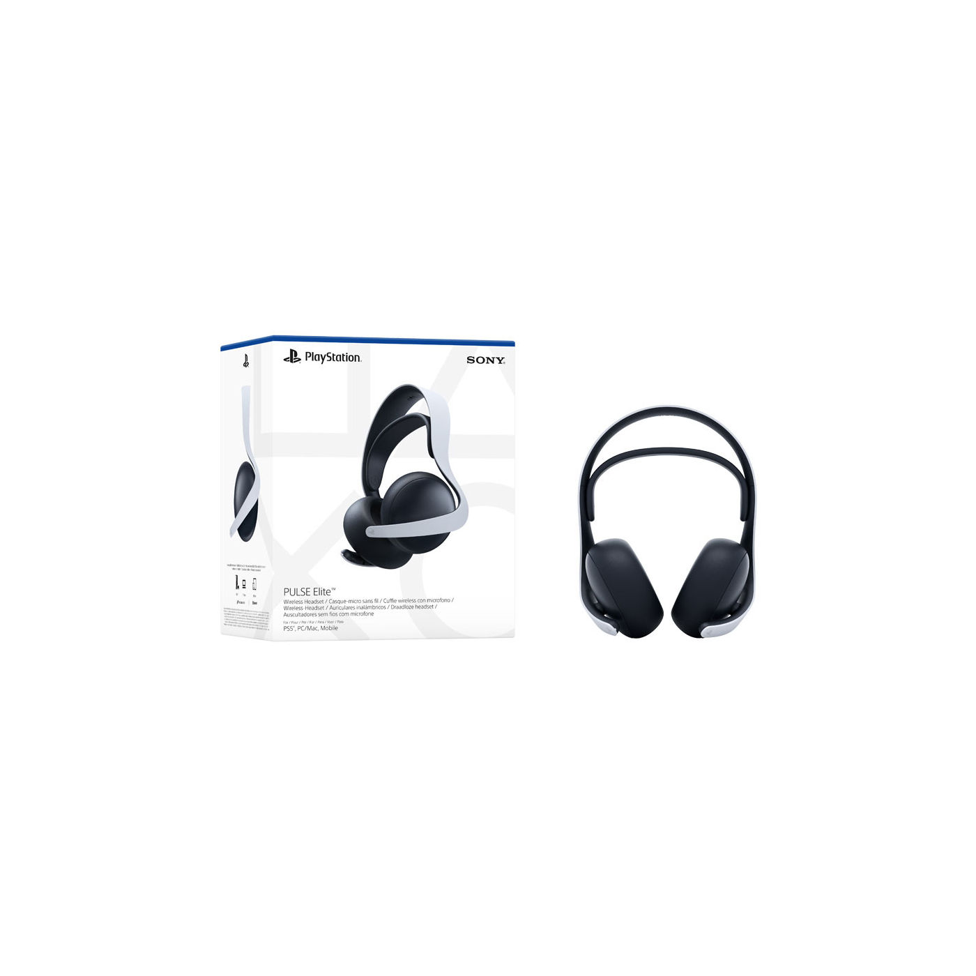 Sony PULSE Elite Wireless Headset (White) — Headset and European retail box