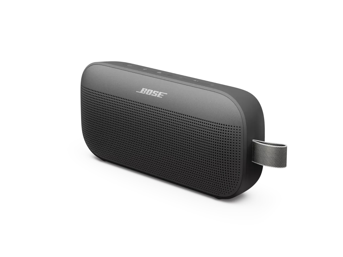 Bose SoundLink Flex Portable Speaker (2nd Gen, Black) — Rear angled view