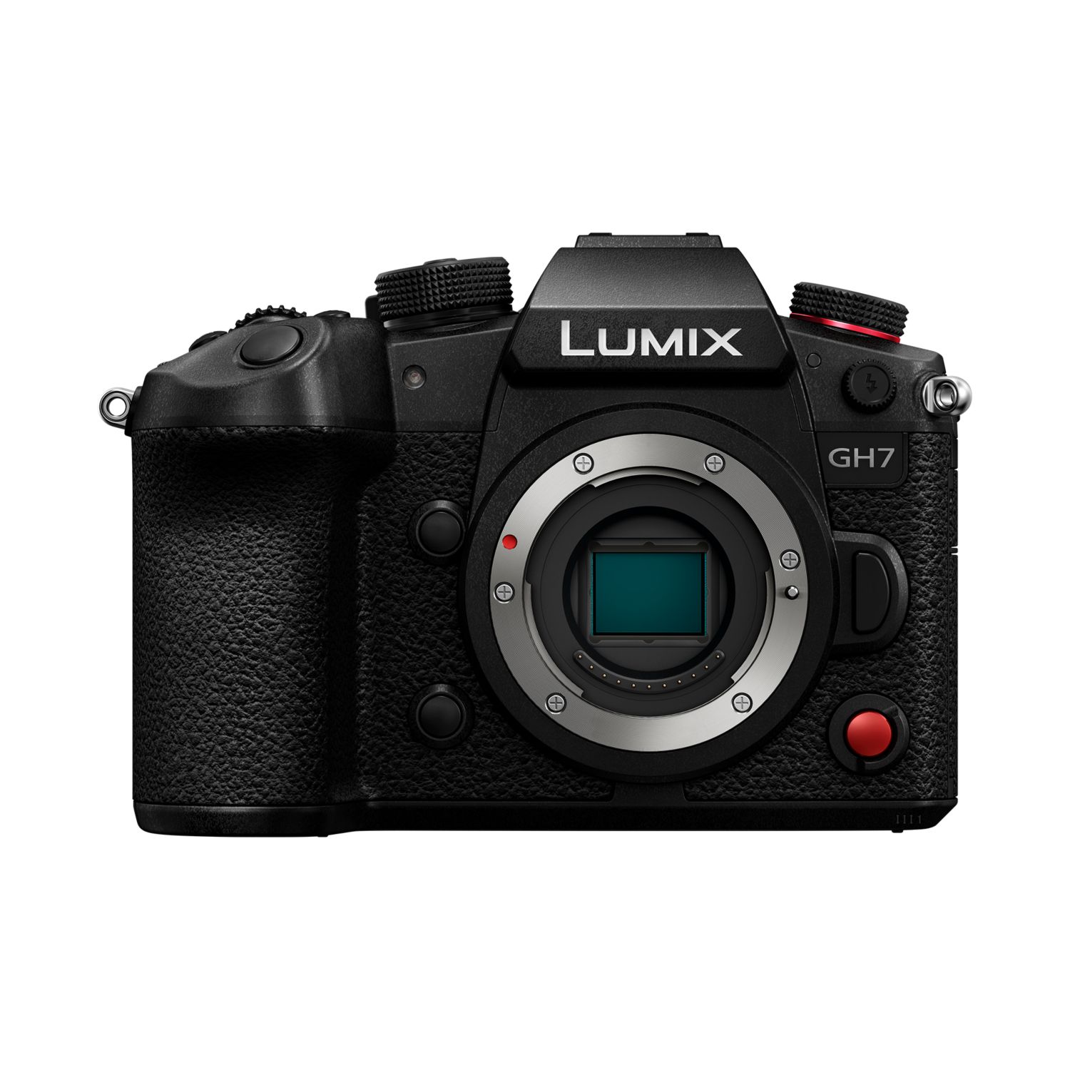 Panasonic LUMIX GH7 Mirrorless Camera (Black, Body Only) — Front camera body and sensor