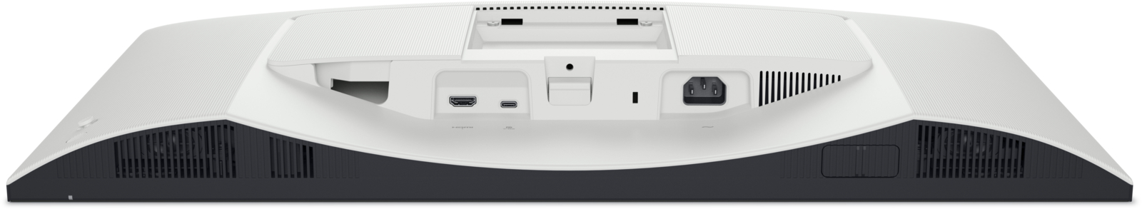 Dell 27 Plus 4K USB-C Monitor S2725QC 120Hz (White) — Underside port view
