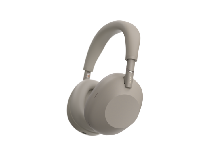 Sony WH-1000XM6 Wireless Noise Cancelling Headphones (Sandstone) — Three-quarter product view