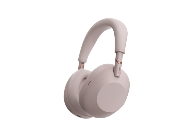 Sony WH-1000XM6 Wireless Noise Cancelling Headphones (Sand Pink) — Three-quarter product view