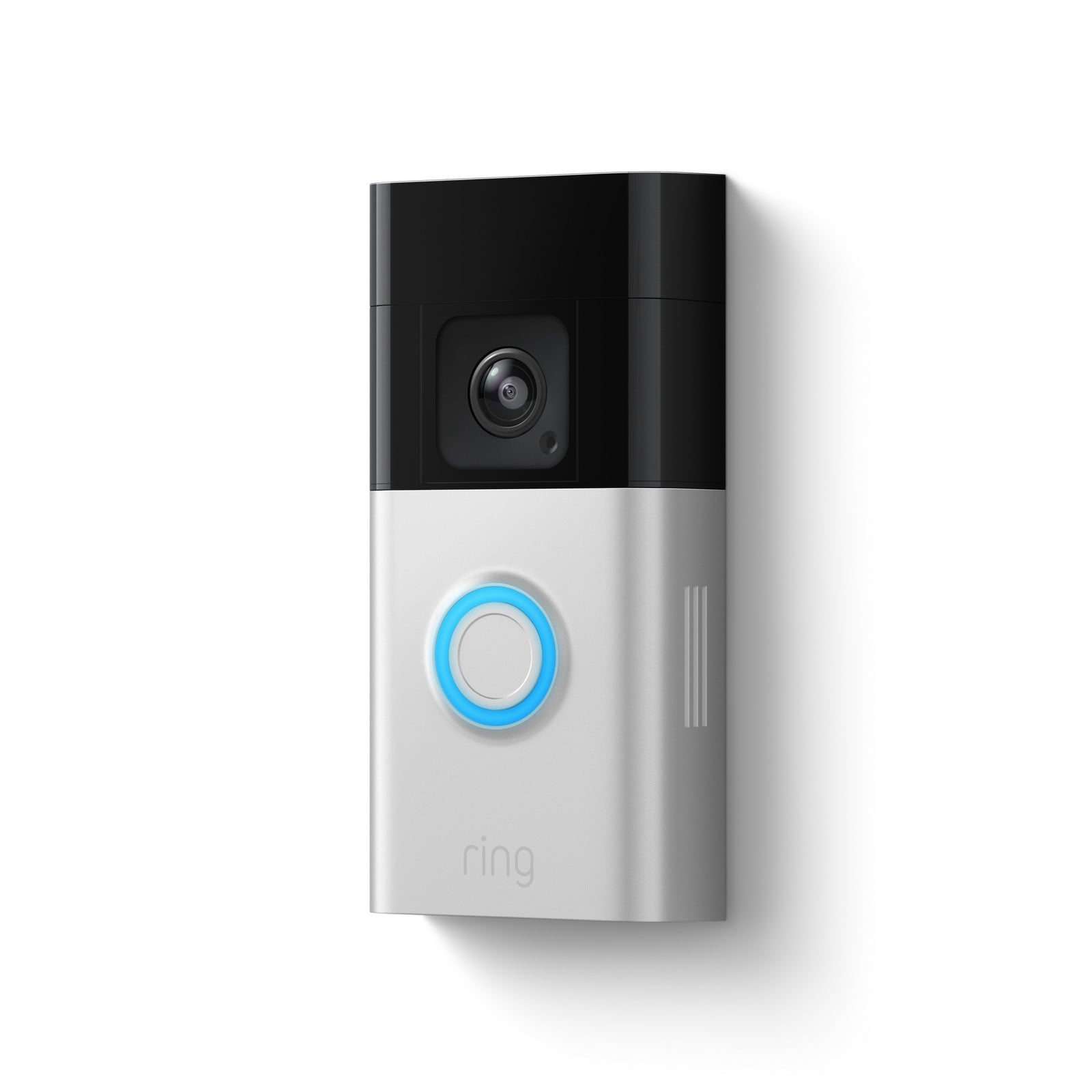 Ring Battery Video Doorbell Pro 2024 Satin Nickel — Three-quarter view of Satin Nickel doorbell