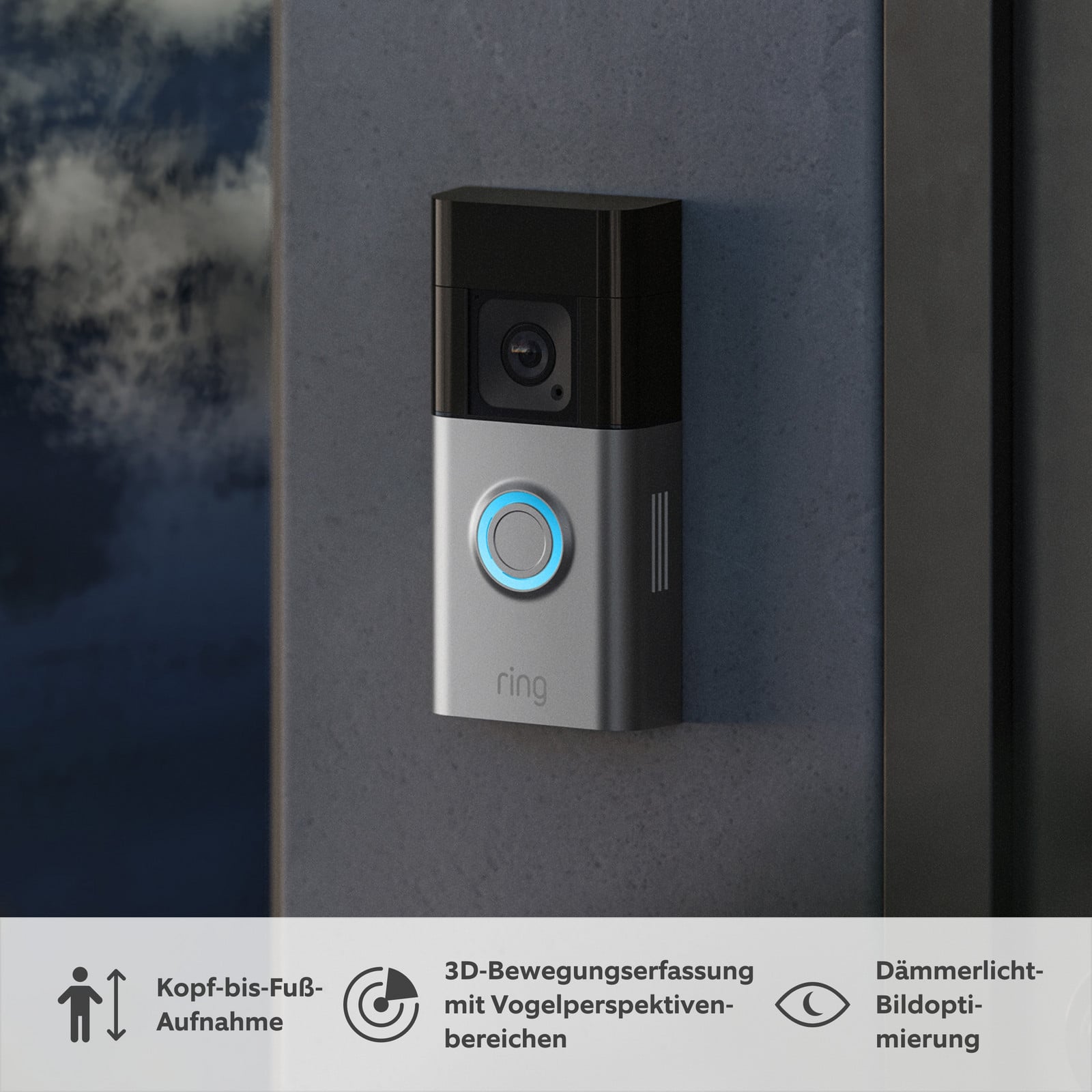 Ring Battery Video Doorbell Pro 2024 Satin Nickel — Installed doorbell on an exterior wall