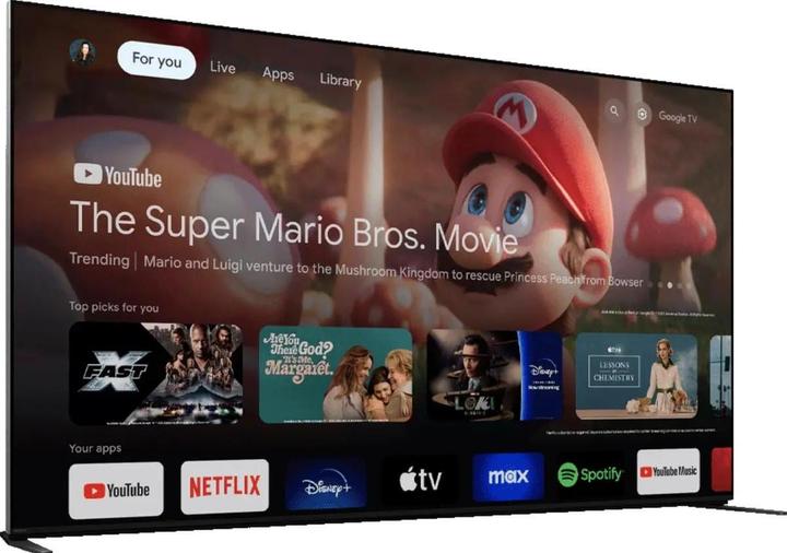 Sony BRAVIA 9 K-65XR90 65-inch 4K Mini LED Google TV — Google TV interface front view