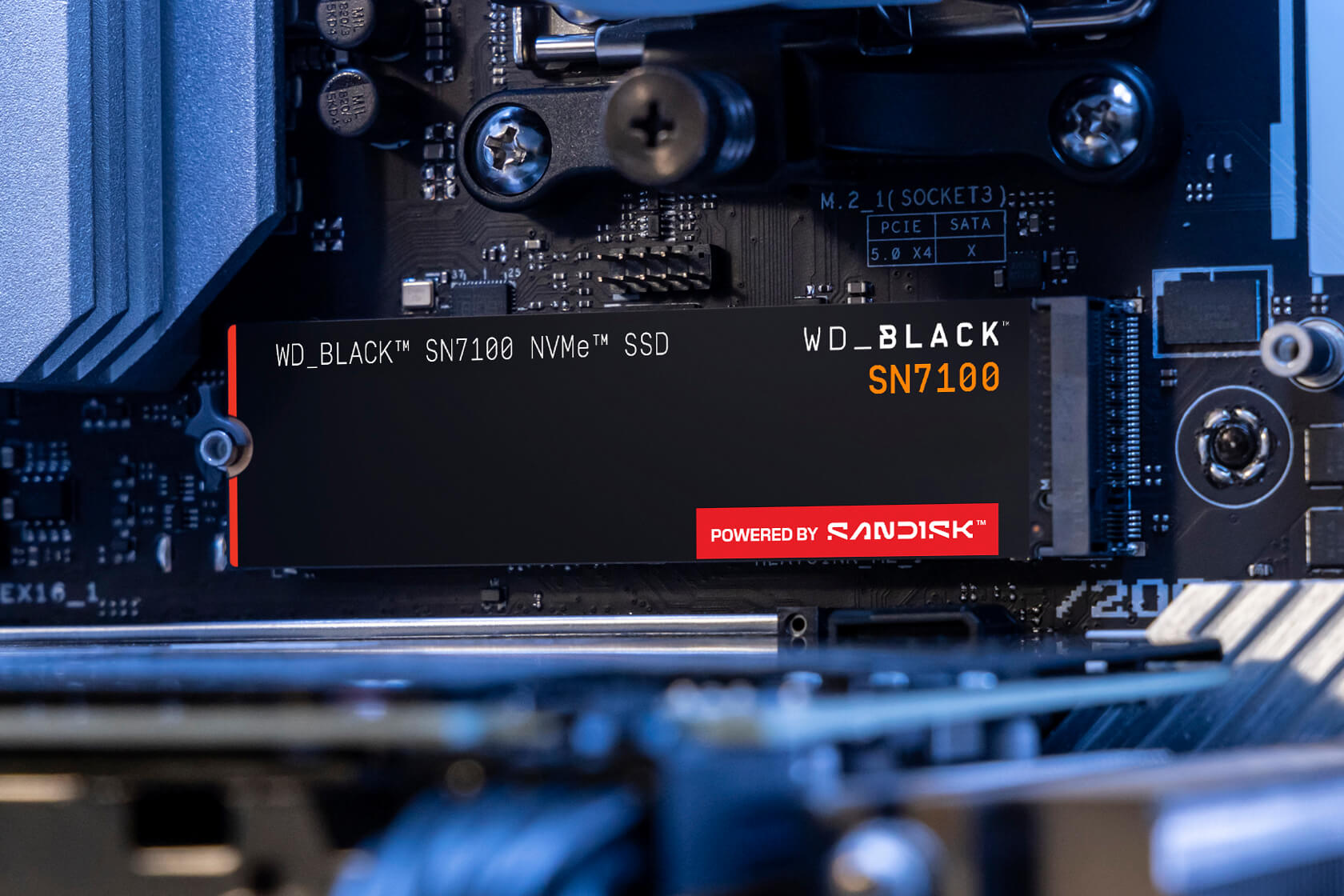 WD_BLACK SN7100 SSD installed in an M.2 motherboard slot