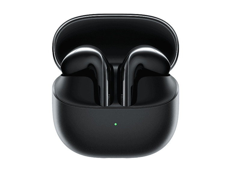 Xiaomi Buds 6 Graphite Black earbuds in open charging case, front view