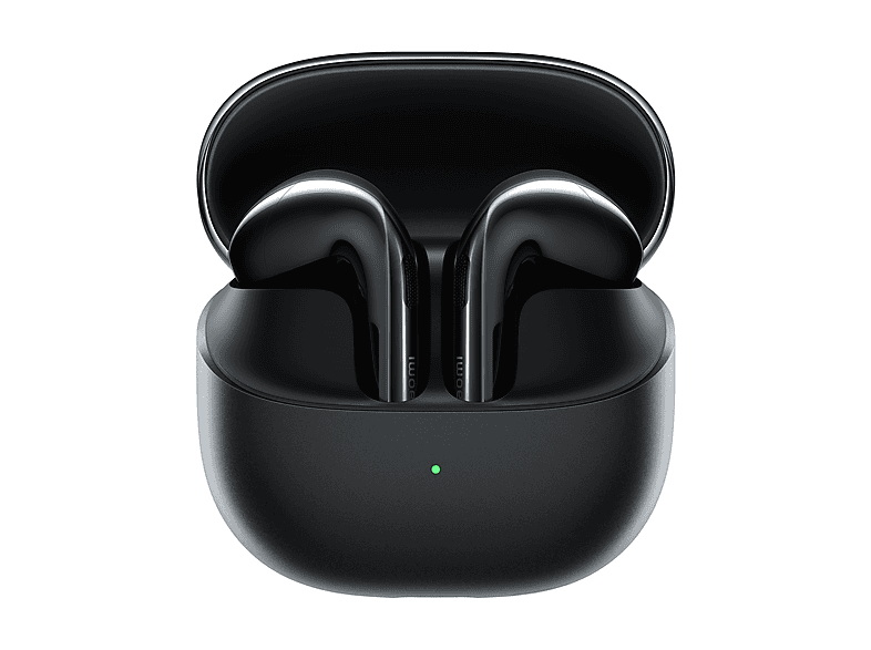 Xiaomi Buds 6 Graphite Black earbuds in open charging case, front view