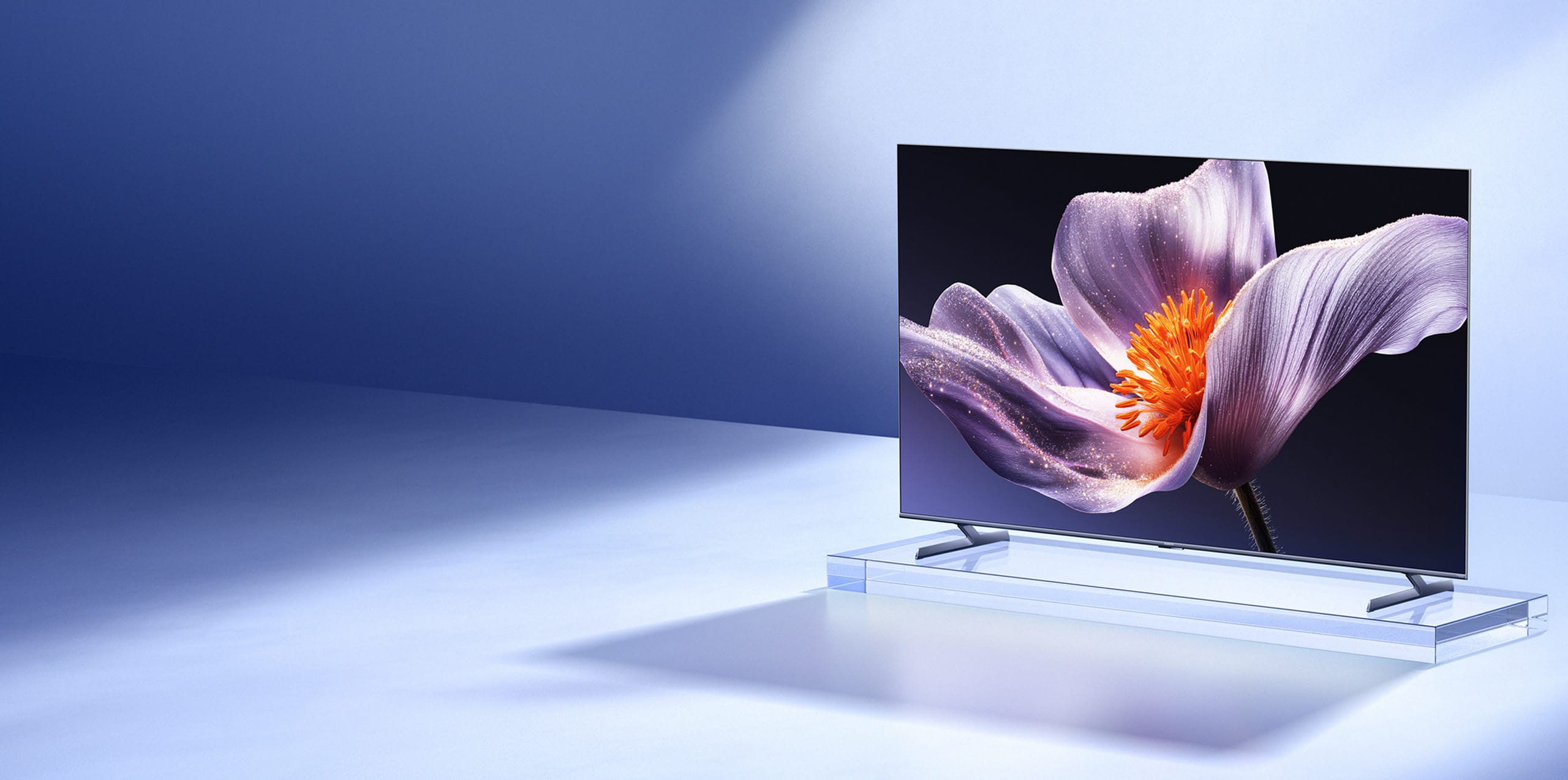 Xiaomi TV S Pro Mini LED 65 (2026, Dark Grey, EU) — Front three-quarter studio view with reflected light